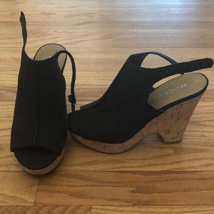 Black Franco Sarto Wedges Size 6.5 Like New